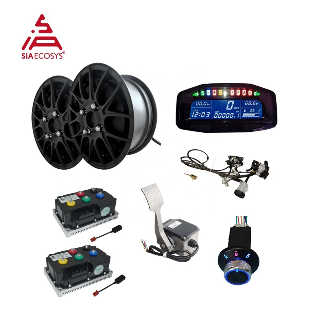 QSMOTOR 12inch 5000W 72V 90kph Dual Hub Motor Electric Car Conversion Kit for Electric ATV Car