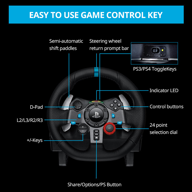 Logitech G29 Driving Force Race Wheel Logitech G Driving Force Shifter Joystick Wired Steering Wheel for Ps4 Machine