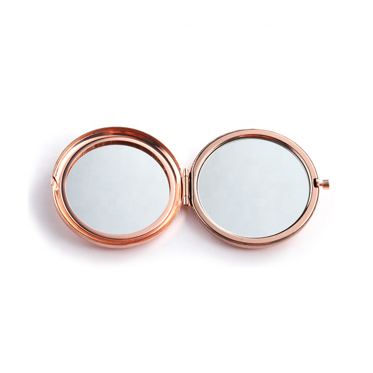 Sialia Stainless Steel Rose Gold Round Double Sides Custom Compact Mirror