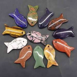 1.5 Inch Crystal Fish Figurine Hand Carved Animal Fishing Statue Pocket Stone Reiki Home Decoration Fengshui Sculpture