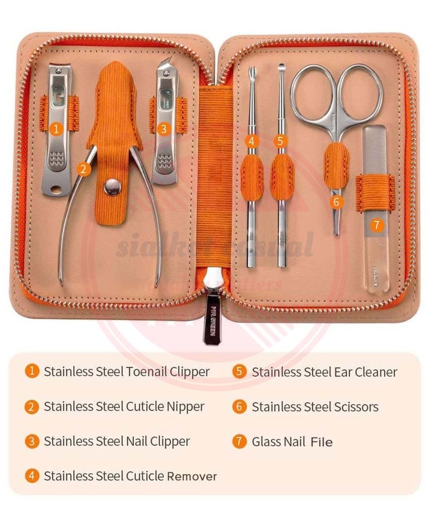 Manicure Set Pedicure Sets Cases\Leather Portable Travel Case for  Professional Stainless Steel 7 Pcs Nail Clipper Set