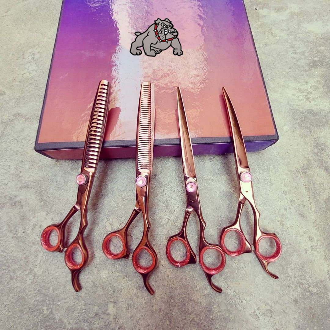 Professional High Quality best dog Pet Grooming Scissors shears |  Straight thinning Curved chunkers Scissors comb 1 Set