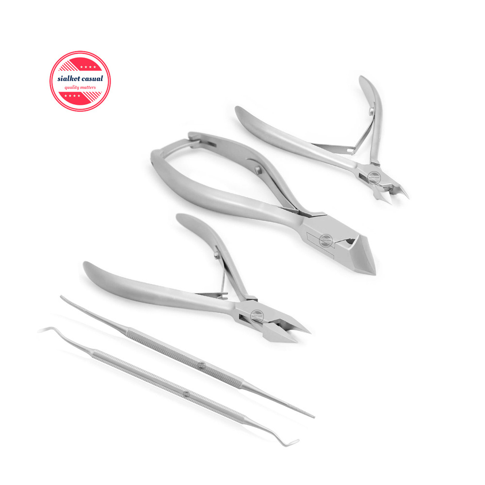 Double Spring Toe Nail Nipper Cutter Cuticle Nipper Double Ended Blacks File, Probe Autoclavable Reusable Podiatry Tool