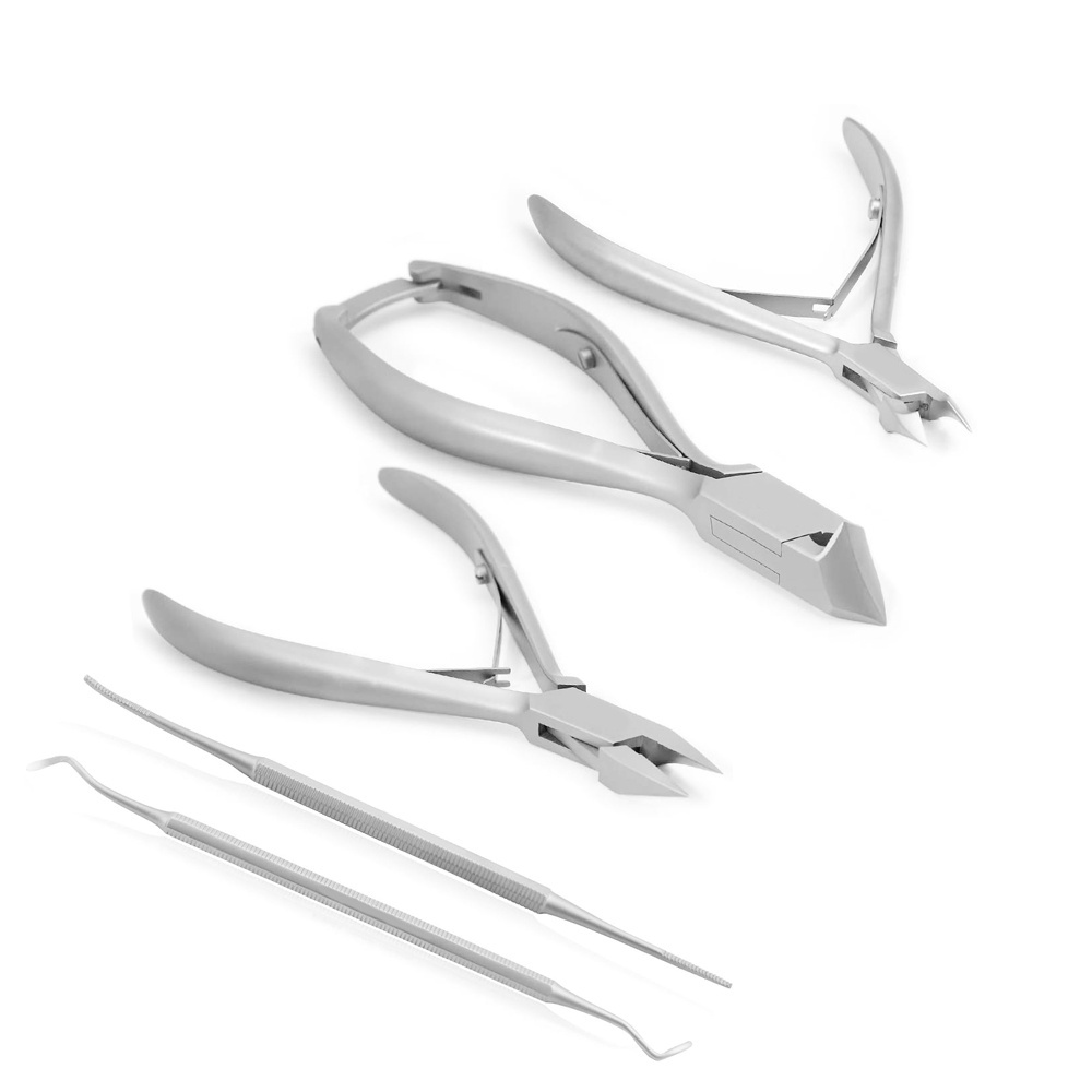 Double Spring Toe Nail Nipper Cutter Cuticle Nipper Double Ended Blacks File, Probe Autoclavable Reusable Podiatry Tool