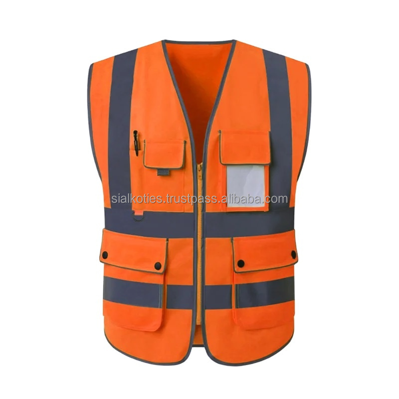 Security saftey Jacket Construction High Visibility Multi Pockets Colourful Reflective Safety jacket