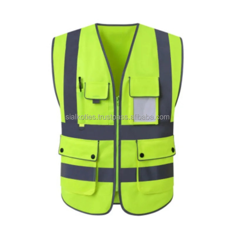 Security saftey Jacket Construction High Visibility Multi Pockets Colourful Reflective Safety jacket