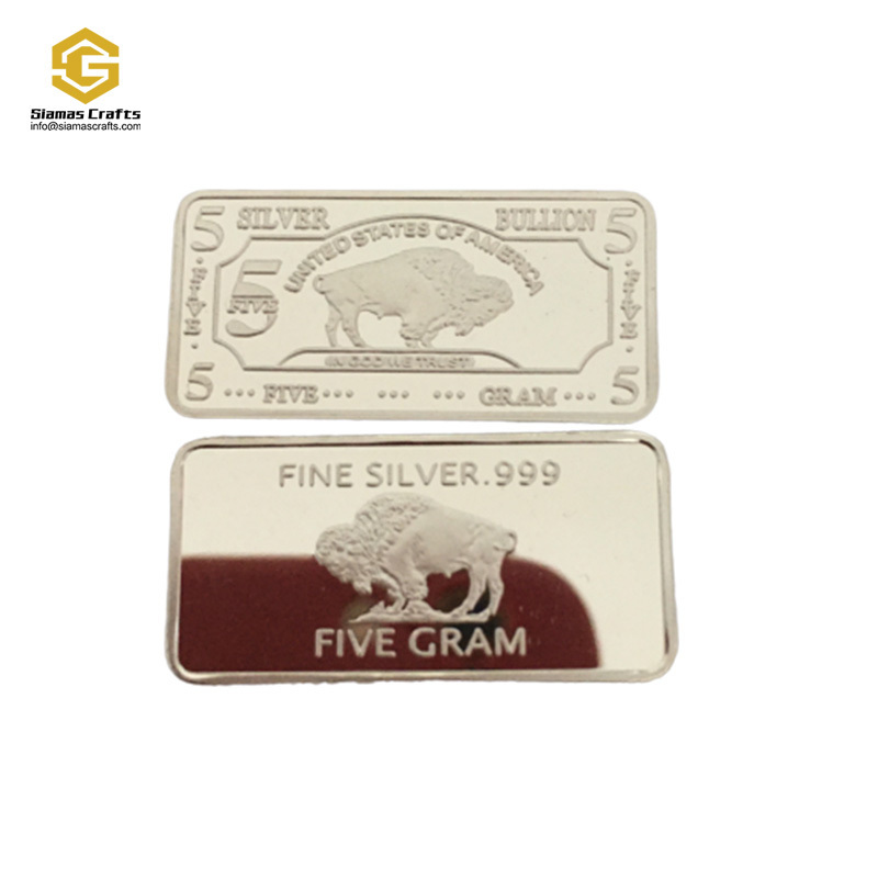 buffalo 5 gram .999 fine pure solid silver bullion ingot bar