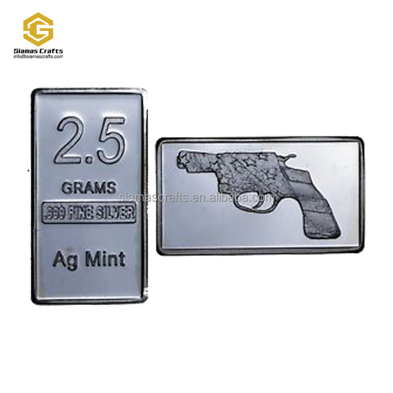 Custom fine pure solid silver 999 pure 5 grains 1 gram 2.5 gram 5 gram 1/10 oz 1/4 oz 1/2 1oz round coins bullion bars