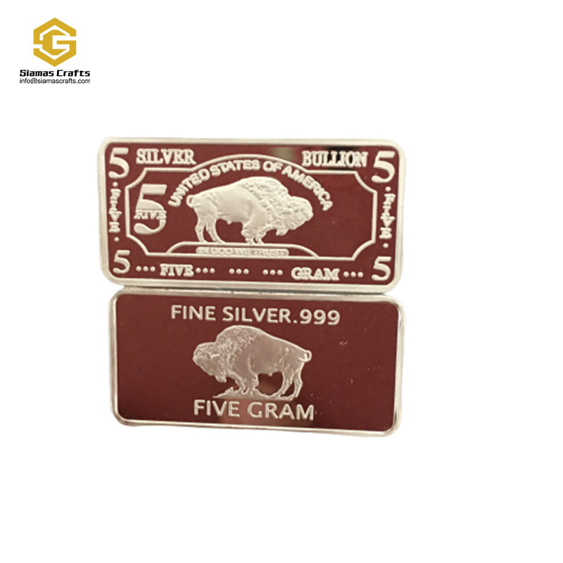 buffalo 5 gram .999 fine pure solid silver bullion ingot bar