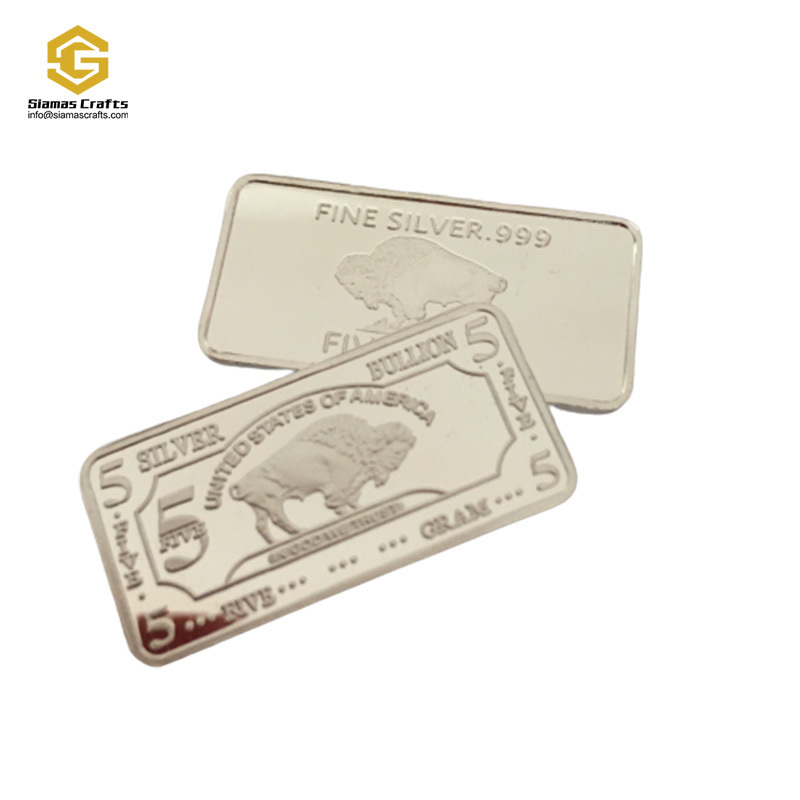 buffalo 5 gram .999 fine pure solid silver bullion ingot bar