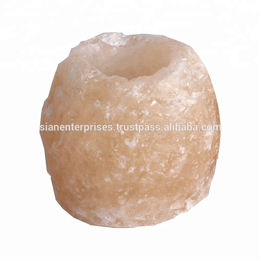 Best Dholki Shape Salt Candle Holed In White Color Himalayan Salt Candle Holder For Sale-Sian Enterprises