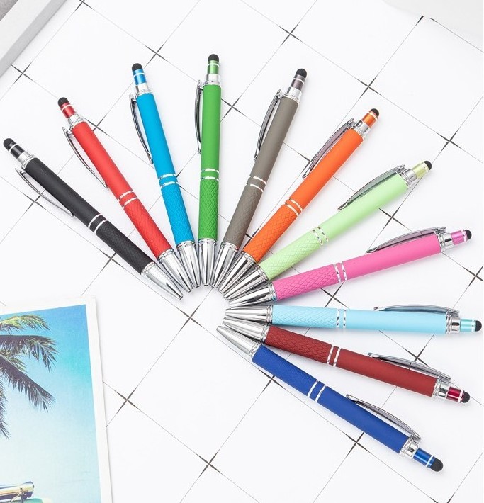 Stylus Tip Ballpoint Pens  1.0mm Retractable Ball Point Medium Point Smooth Writing Pen Metal Stylus for Touch screen