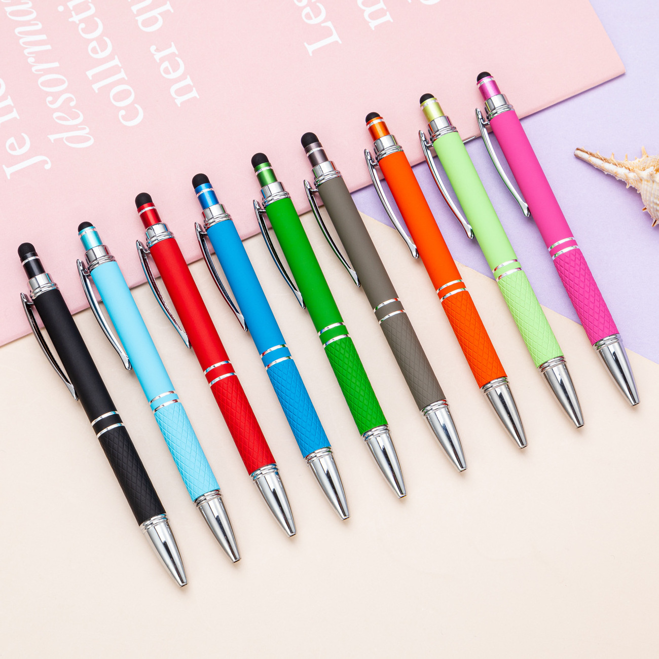 Stylus Tip Ballpoint Pens  1.0mm Retractable Ball Point Medium Point Smooth Writing Pen Metal Stylus for Touch screen