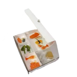 Sushi Packing Box with Compartment Bento Lunch Paper Eco Friendly Food Grade Custom Design Takeaway Japanese Disposable OEM