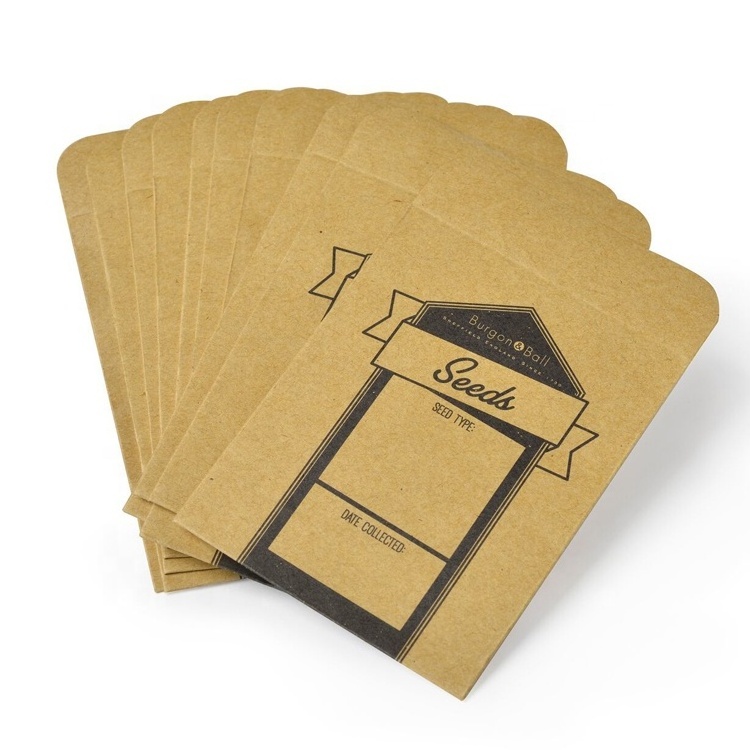 Custom recycled flowery brown kraft seed packet printed offset print paper envelopes