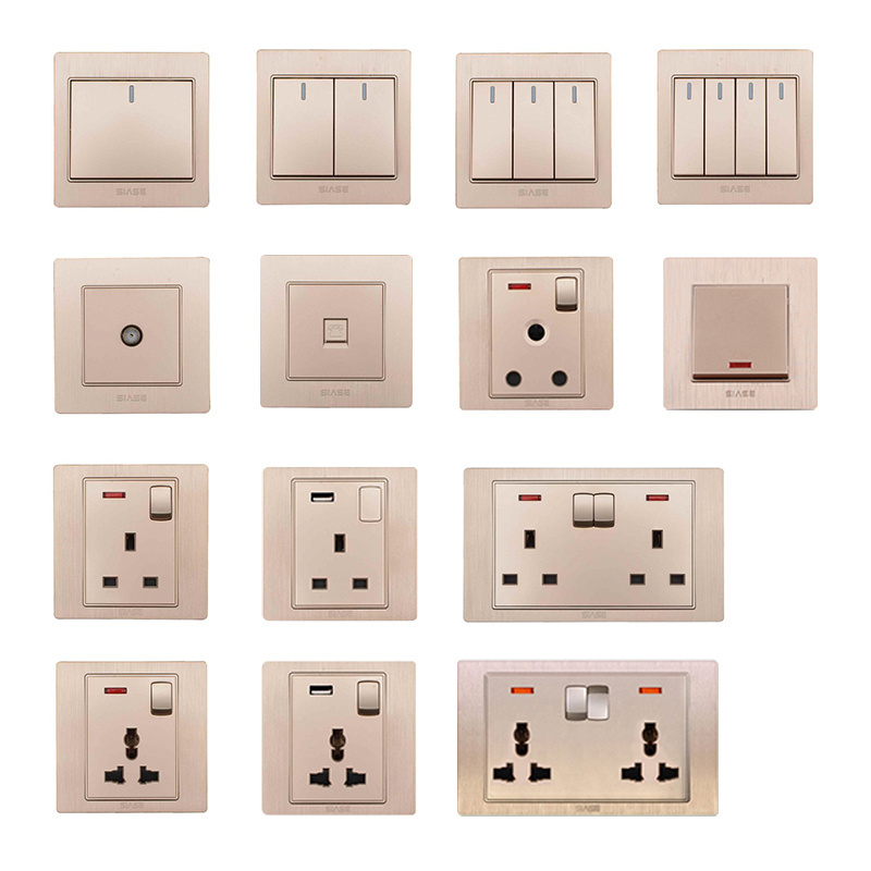 AC power 13a double uk gold socket switch