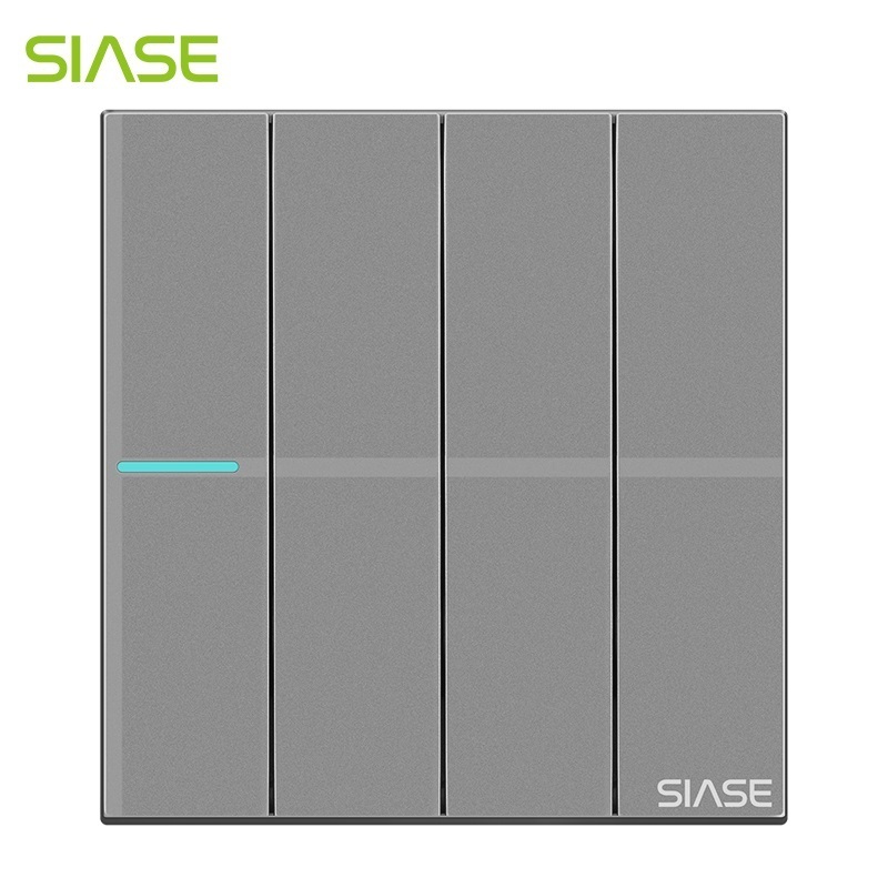 SIASE 2021 BS standard  Electrical Switches Three Gang One-way Grey Color Lamp LED Light Switch