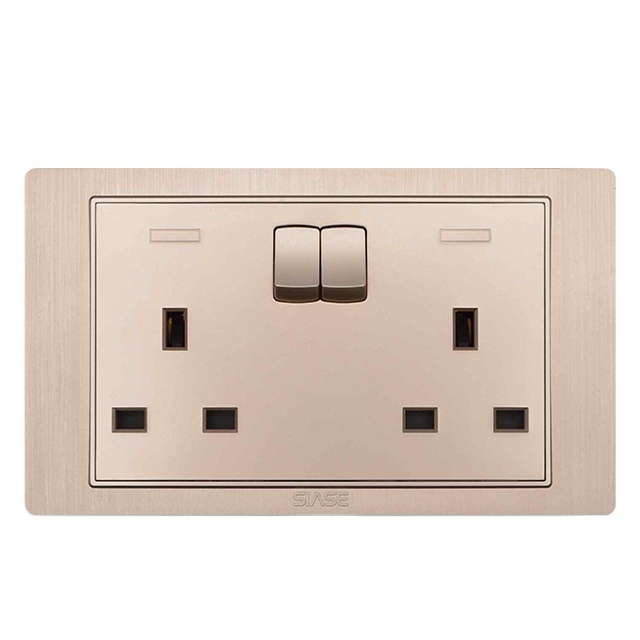 AC power 13a double uk gold socket switch