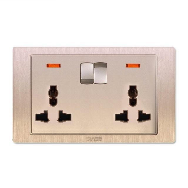 AC power 13a double uk gold socket switch