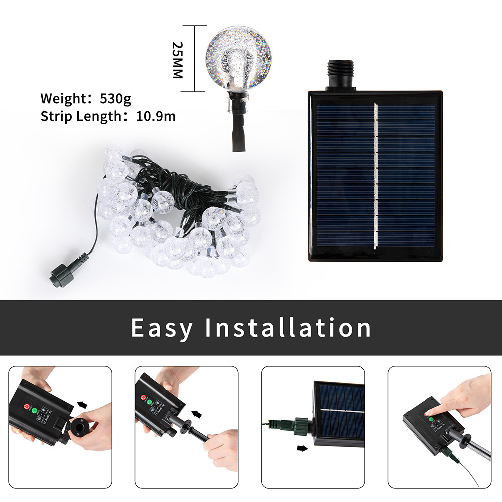 New Warm White RGB LED Bulbs Solar Powered Outdoor Garden Light IP65 Waterproof String Light