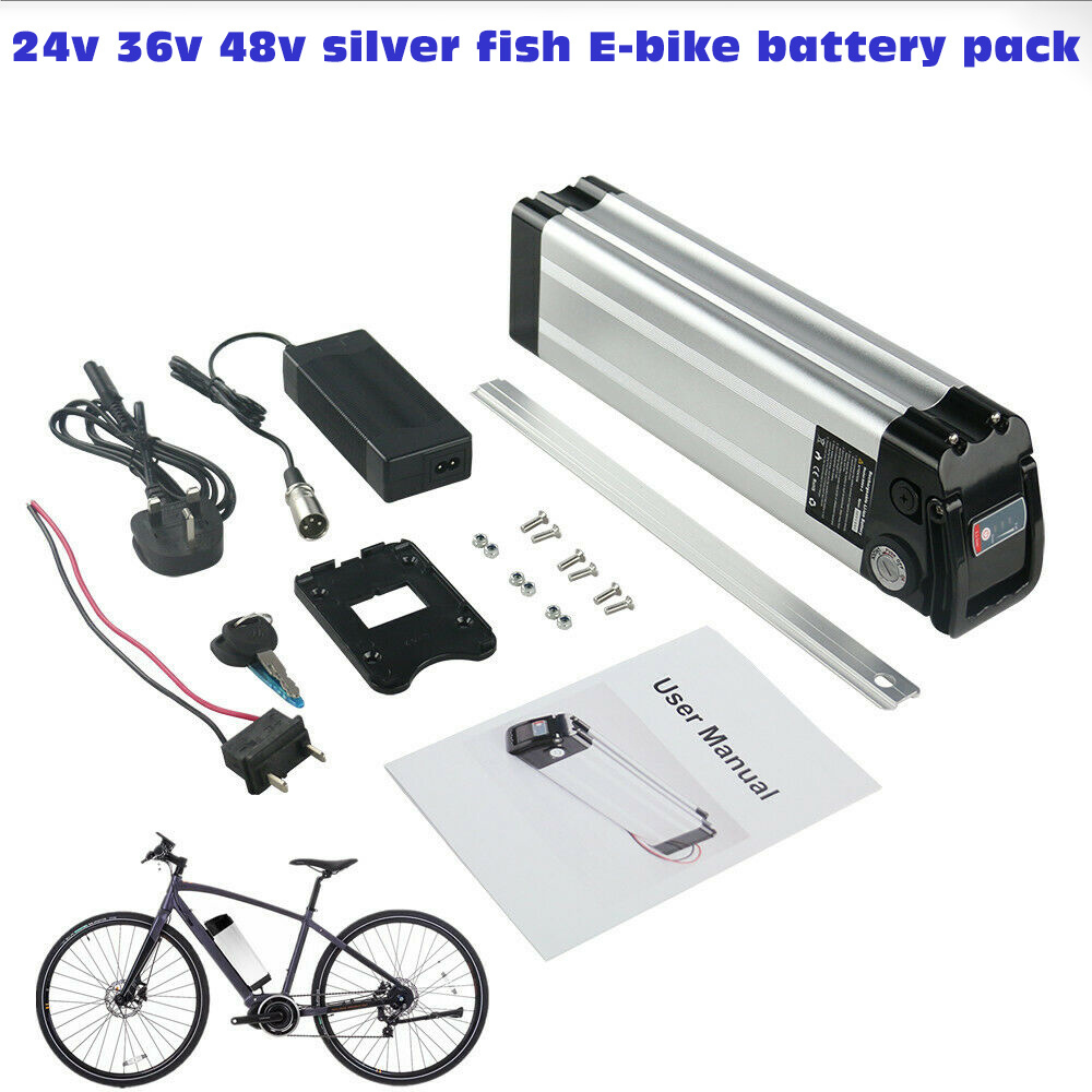 24v 36v 48v 20ah silver fish bike lithium ion electric bicycle battery