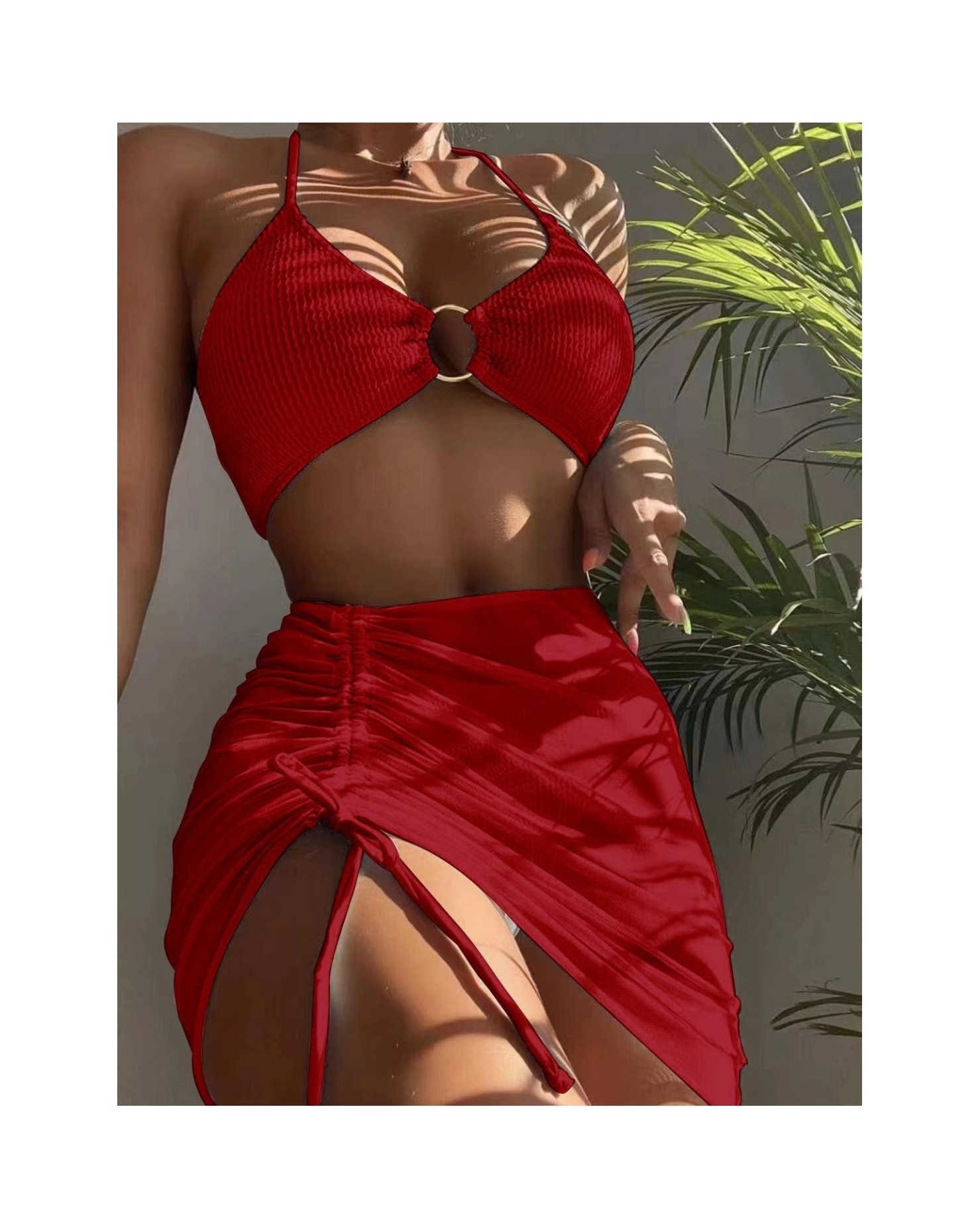 Women'S Swimsuit Multi-Color Sexy European And American Halter Neck Three-Piece Split Swimsuit Bikini Bikini Ready Stock