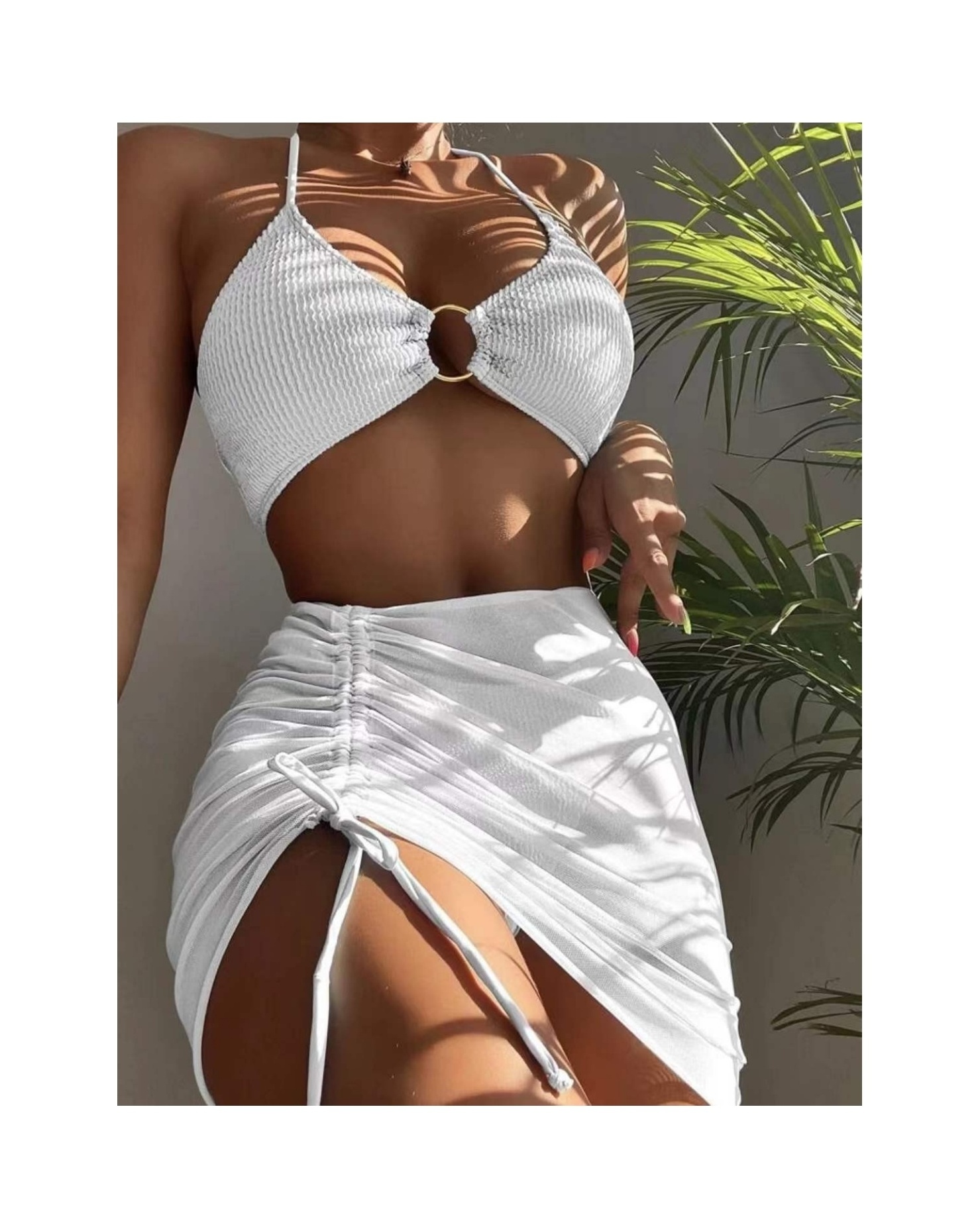 Women'S Swimsuit Multi-Color Sexy European And American Halter Neck Three-Piece Split Swimsuit Bikini Bikini Ready Stock