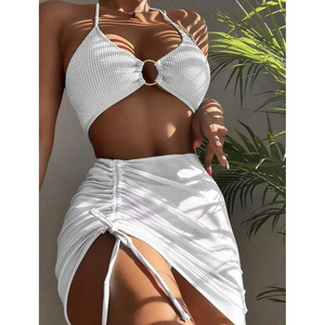 Women'S Swimsuit Multi-Color Sexy European And American Halter Neck Three-Piece Split Swimsuit Bikini Bikini Ready Stock