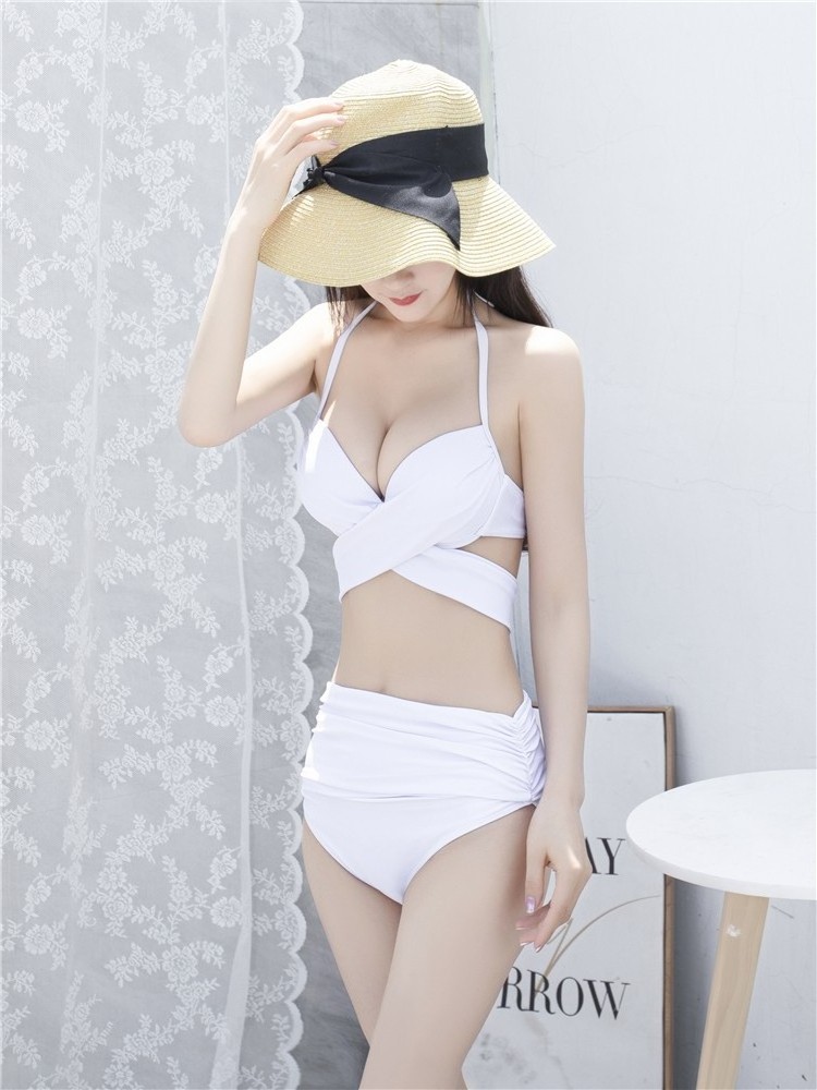 Plain Micro Bikini For Mature Women Swimwear Sexy High Waist Bikini Set