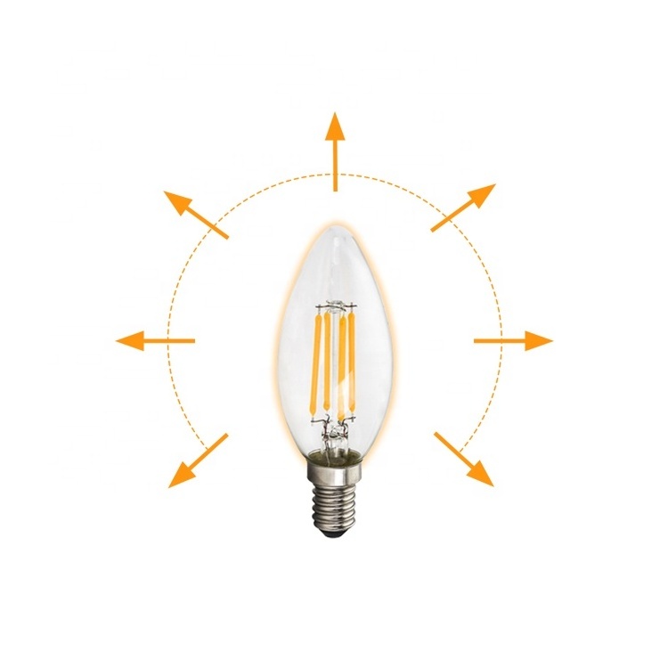 Dimmable/Non-dimmable C35 LED 4W filament bulb Led long filament bulbs 4W e14 socket led light bulb