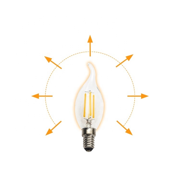 c35 4w ce chandelier dimmable filament led lamp, cul 4w 120v led filament bulb, e14 4w vintage C35 filament led