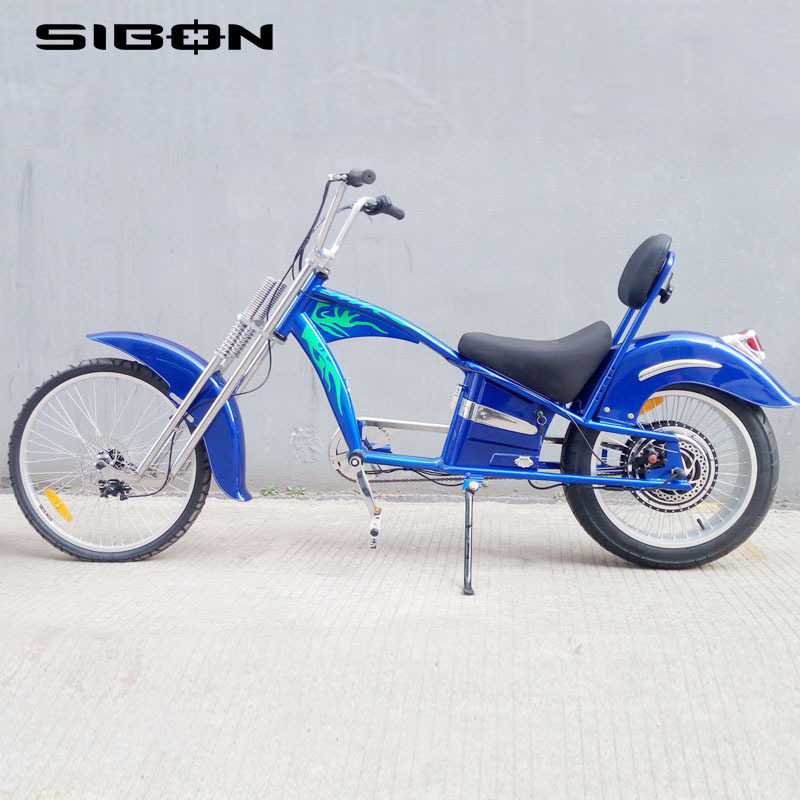 SIBON 48v 500w lithium battery suspension fork disc brake  fat tire orange  CE chopper electric bike for adults