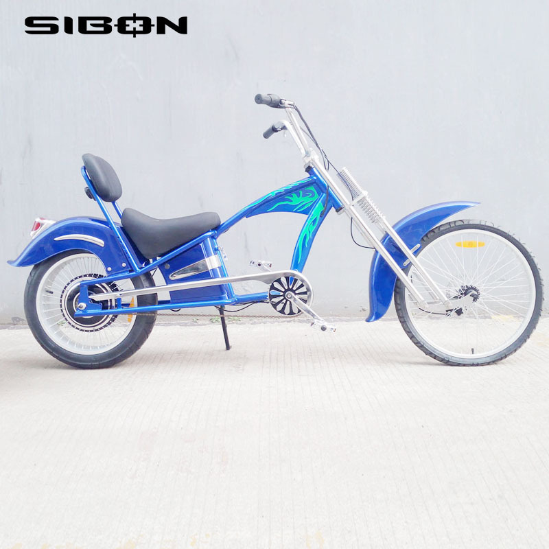 SIBON 48v 500w lithium battery suspension fork disc brake  fat tire orange  CE chopper electric bike for adults