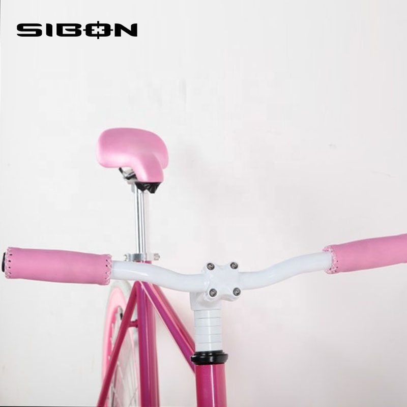 SIBON B0220102 700c pink aluminium alloy frame pedal and bearing fixed hub rubber color tire  lady women fixie bike fixed gear