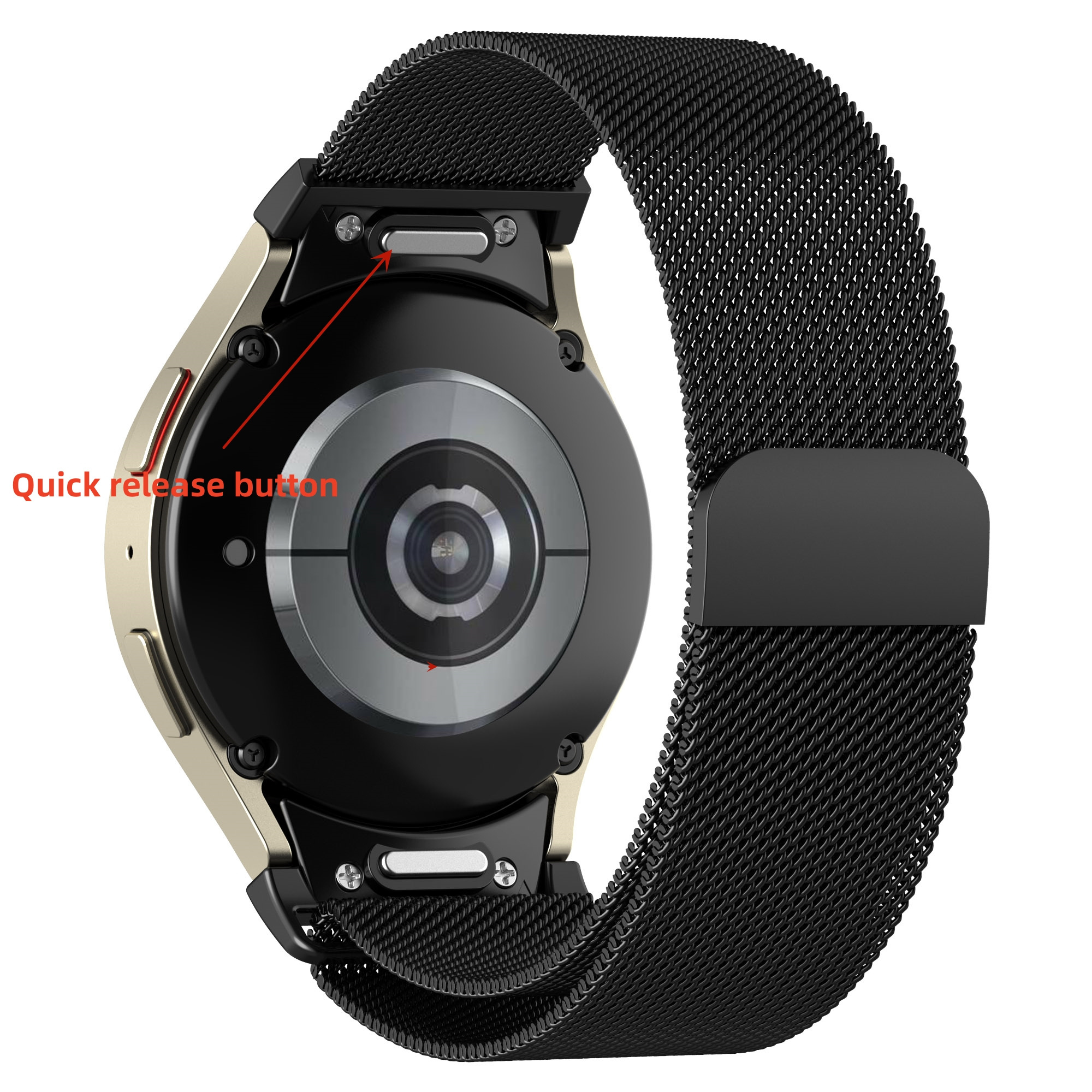 Newest quick release button stainless magnetic milanese steel watch band strap for samsung galaxy watch 6