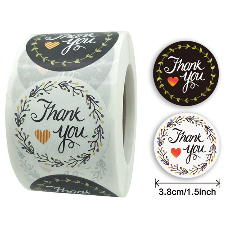 Custom Personalized Best Selling Printed Sticker Labels Adhesive Thank You Floral Stickers For Small Business