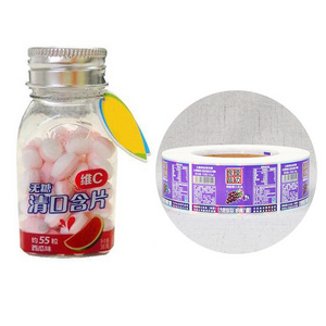 custom logo fruit mints candy food double printing through spot UV vanishing colorful laser packing brand sticker