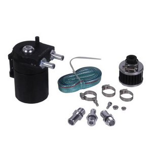 Car Refit  Universal Cylinder Aluminum Engine Oil Catch Reservoir Breather Tank Can 300ML oil can with air filter