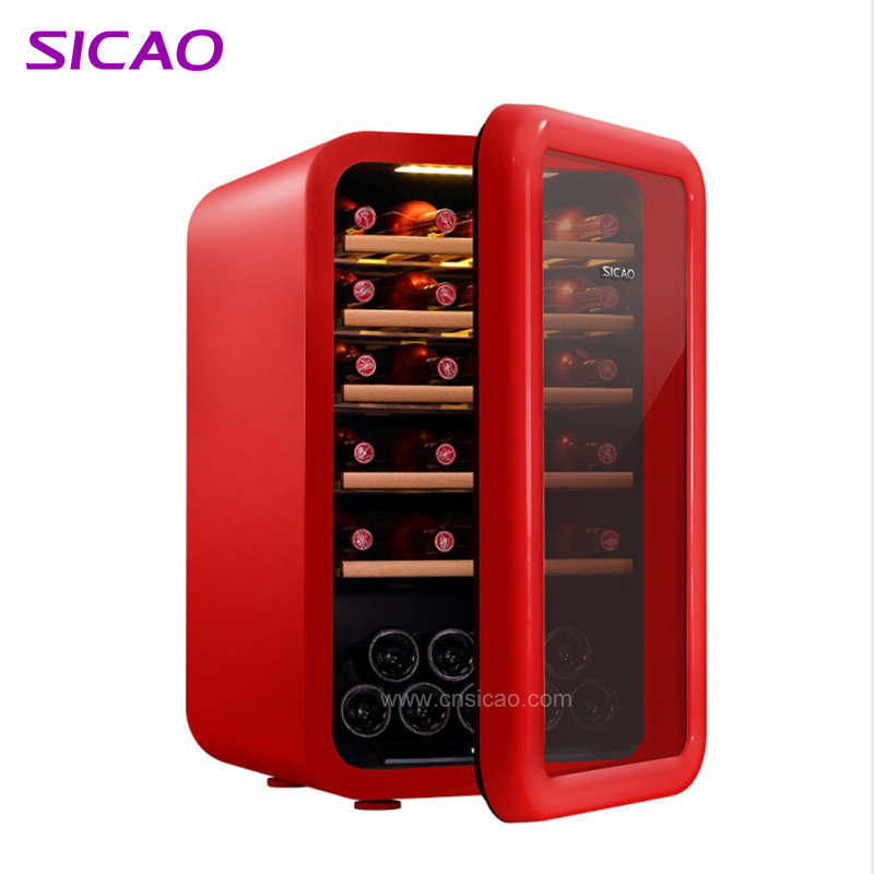 Sicao antique refrigerator green mini wine bottle cooler vintage fridge electric wine cellar cabinet refrigerator