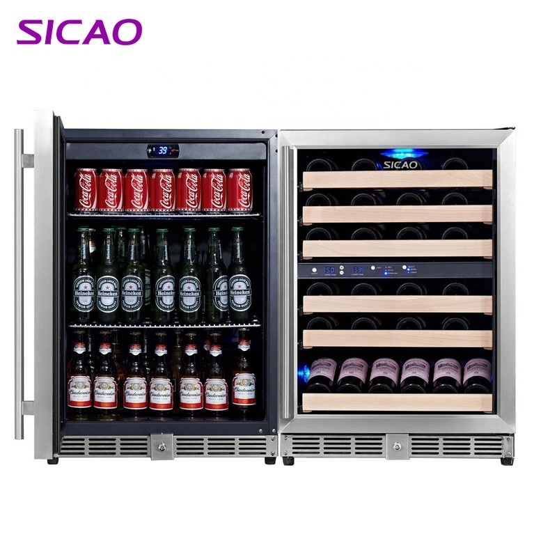 wine refrigerated kitchen chiller display beer 2 door beverage can cooler refrigerator freezer cooler fridge glass door built in