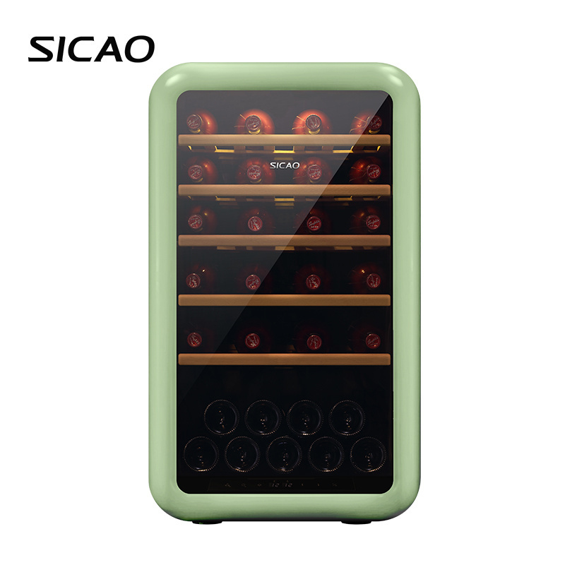 Sicao antique refrigerator green mini wine bottle cooler vintage fridge electric wine cellar cabinet refrigerator