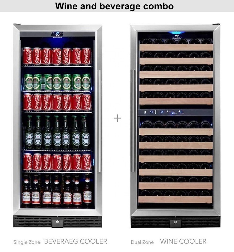 stainless steel wine and beer cooler fridge retro modern upright beer wine combo refrigerator kitchen restaurant home equipment