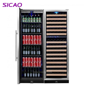 stainless steel wine and beer cooler fridge retro modern upright beer wine combo refrigerator kitchen restaurant home equipment