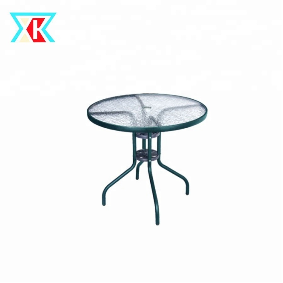 DIA80CM leisure outdoor coffee/patio/bistro round glass table with umbrella hole