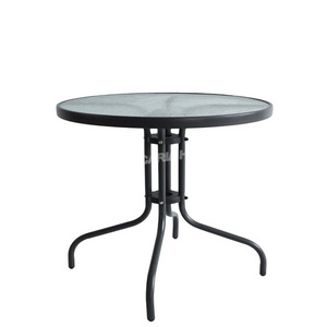 DIA80CM leisure outdoor coffee/patio/bistro round glass table with umbrella hole