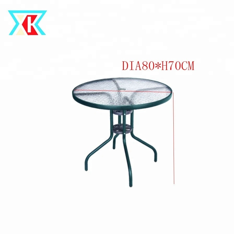 DIA80CM leisure outdoor coffee/patio/bistro round glass table with umbrella hole