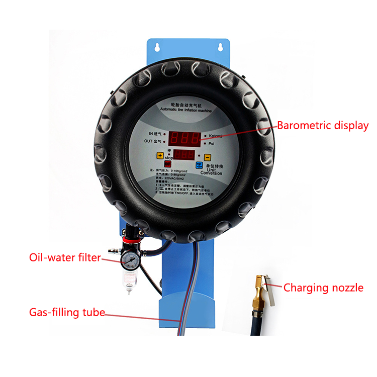 Lcd Screen Display Truck Car Tire Inflation Station Wall Mounted Tire Air Inflator