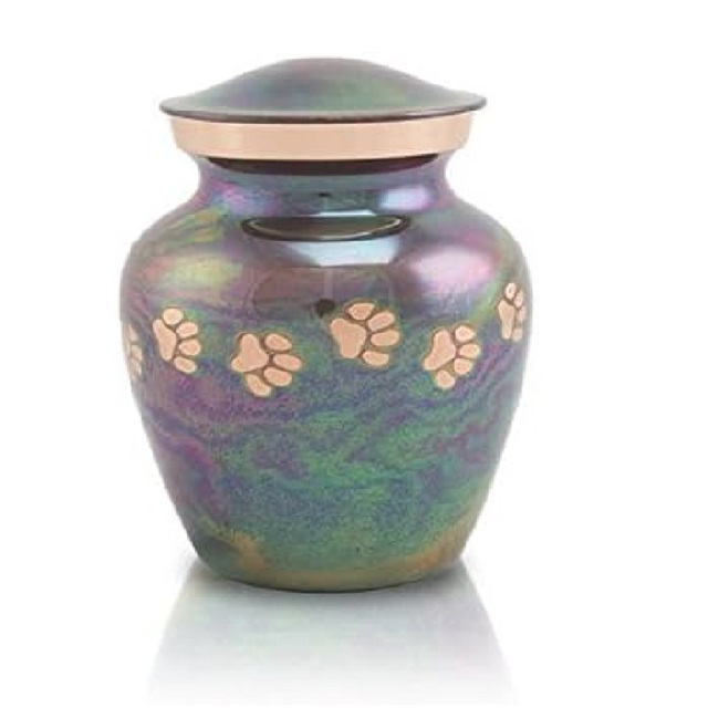 Wholesale Paw Print Bronze Memorial Funeral Urn for Cats and Dogs Extra Small blue ceramic funeral Pet Cremation jars for Ashes