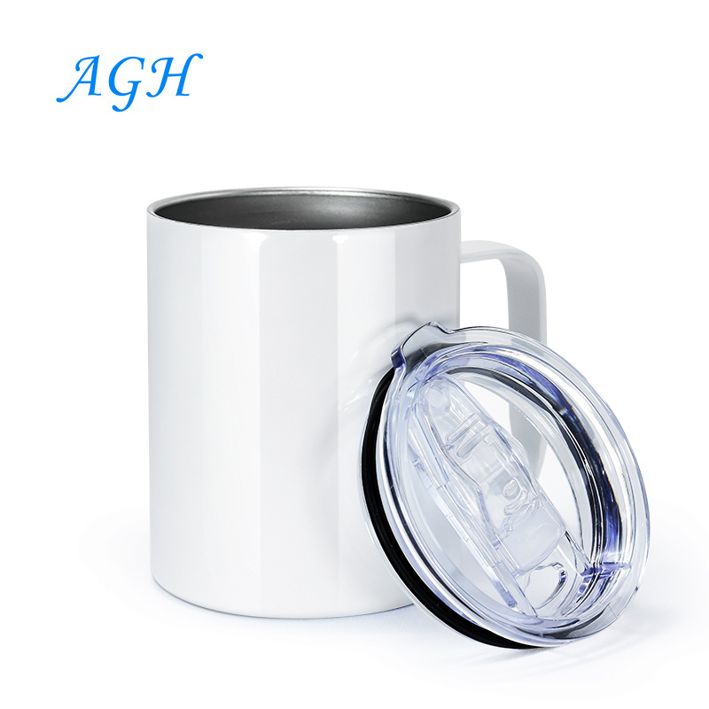 wholesale insulated 12 oz 10 oz stainless steel metal double wall outdoor camp sublimation blanks camping coffee mugs with lid