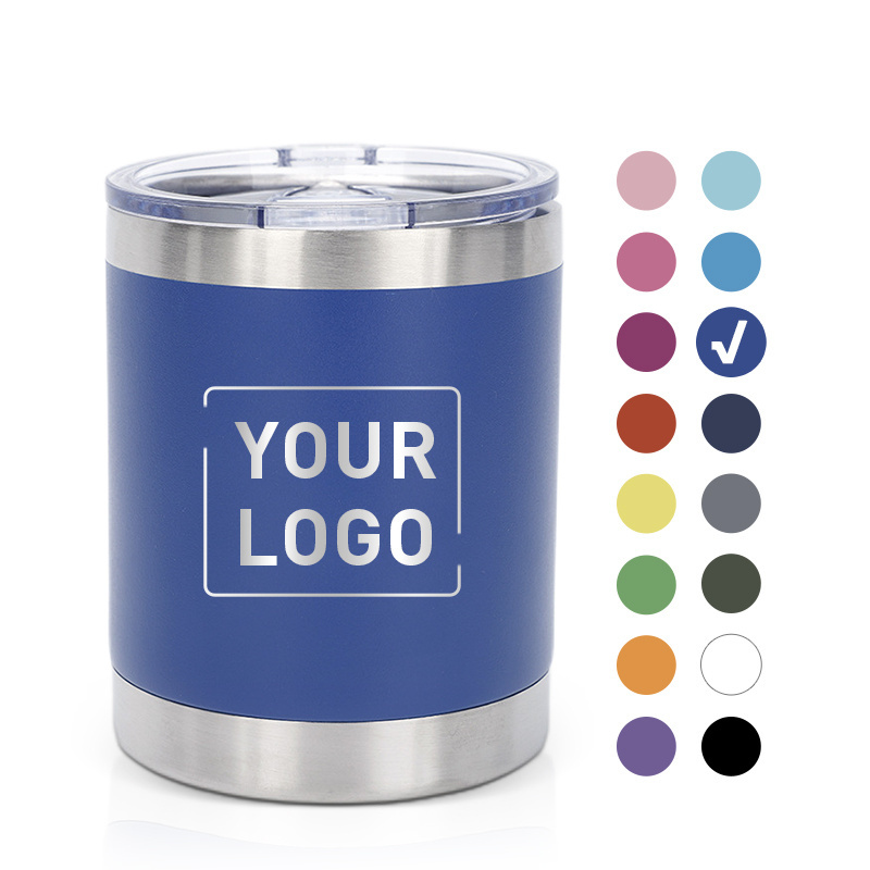 Custom logo powder coated 10oz Lowball Tumbler Insulated Vacuum Travel Mug beer cup stainless steel double wall coffee tumbler